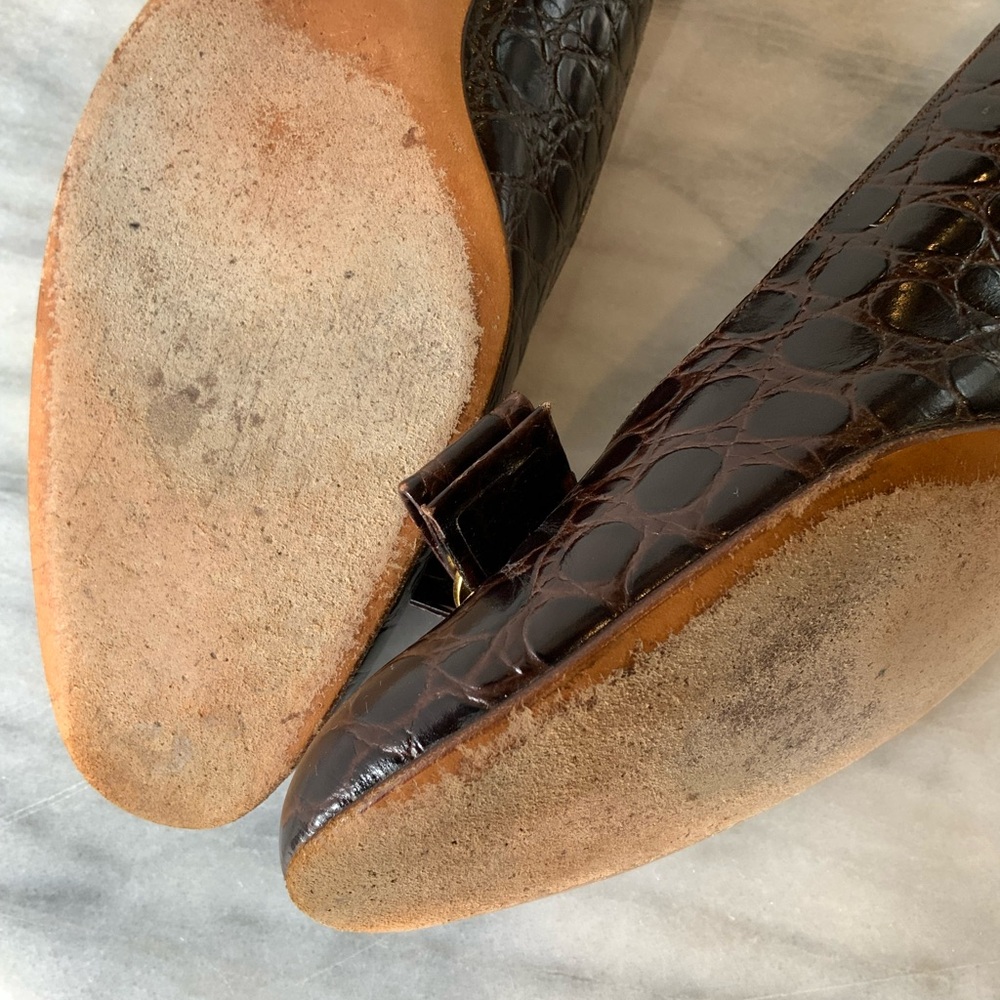 Salvatore Ferragamo Brown Crocodile Shoes - Picture 9 of 12